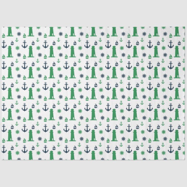 Papel De Seda Design 7 da Série Náutica Verde e Marinho (Frente )