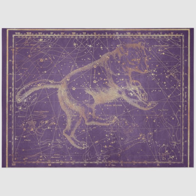 Papel De Seda Design 7 da Série Star Map Dourada (Frente )