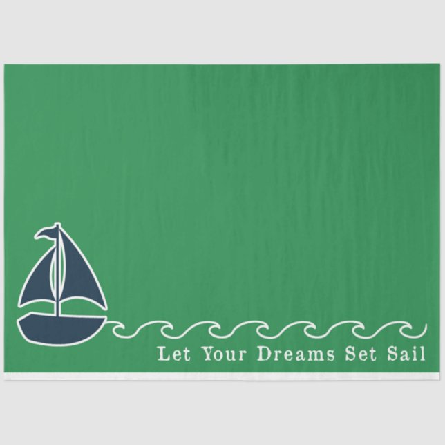 Papel De Seda Design 8 da Série Náutica Verde e Marinho (Frente )