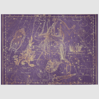 Papel De Seda Design 9 da Série Star Map Dourada