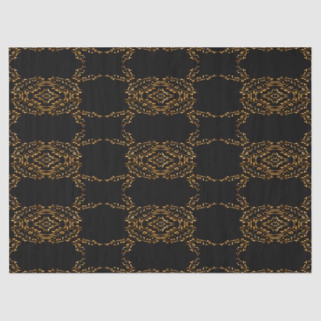 Papel De Seda Design abstrato e florescente Dourado (Frente )