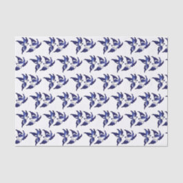 Papel De Seda Design azul clássico do pássaro do salgueiro