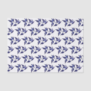 Papel De Seda Design azul clássico do pássaro do salgueiro