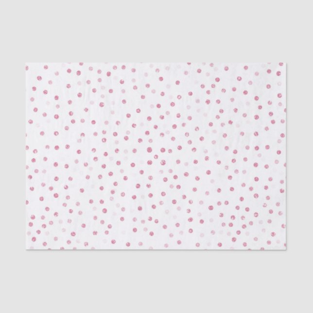 Papel De Seda Design Branco Confetti de Pontos Dourados, Rosa (Frente )
