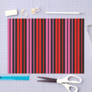 Papel De Seda Design Clássico de Listras Verticais Vermelhas e R