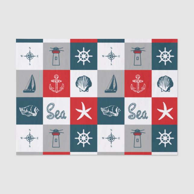 Papel De Seda Design com tema náutico (Frente )
