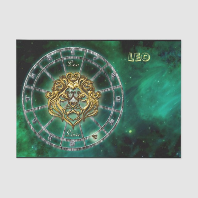 Papel De Seda Design da astrologia do zodíaco de Leo (Frente )