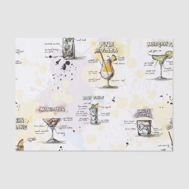 Papel De Seda Design da receita da bebida do cocktail (Frente )