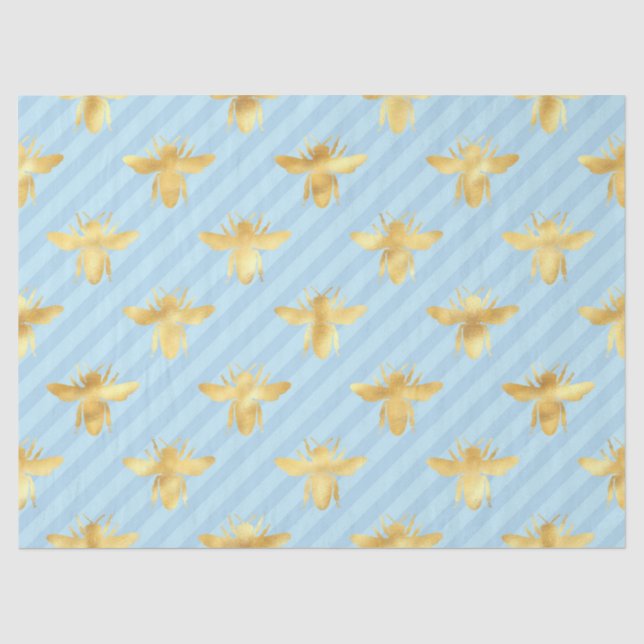 Papel De Seda Design da Série Abelhas Azuis e Douradas nº 6 (Frente )