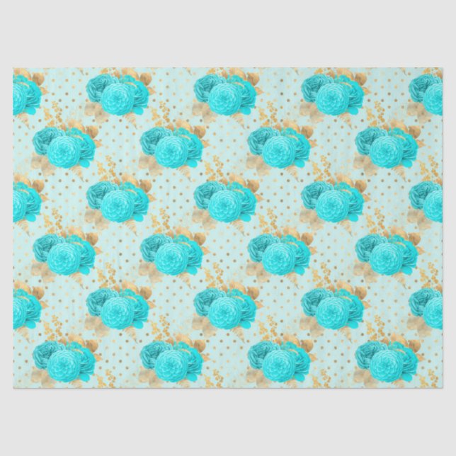 Papel De Seda Design da Série Aqua e Ouro 1 (Frente )