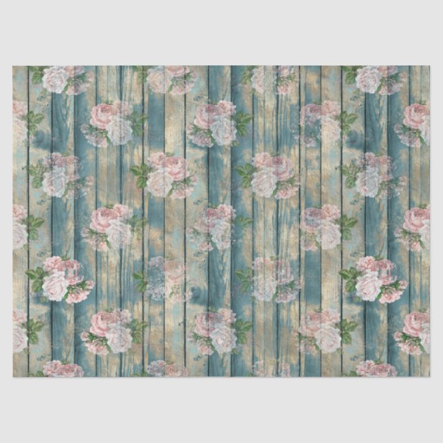 Papel De Seda Design da Série Aqua Floral Desgastada 6 (Frente )