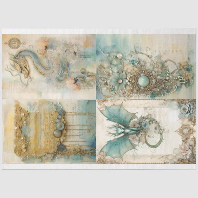 Papel De Seda Design da Série Dragão Vitoriano 5 (Frente )