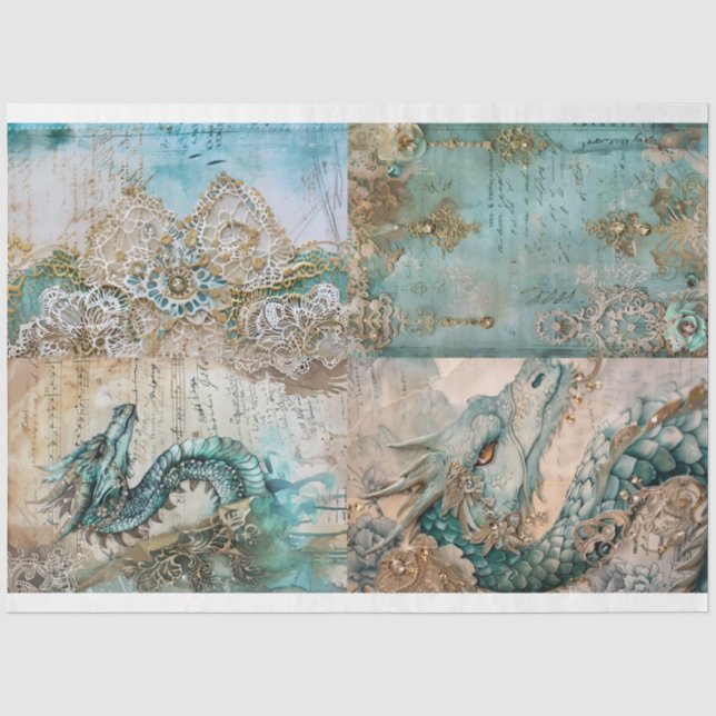 Papel De Seda Design da Série Dragão Vitoriano 7 (Frente )
