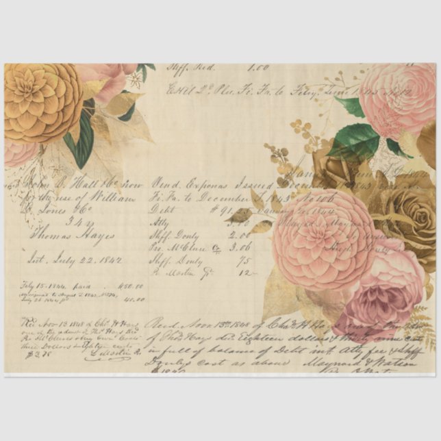 Papel De Seda Design da série Flores e Ephemera nº 10 (Frente )