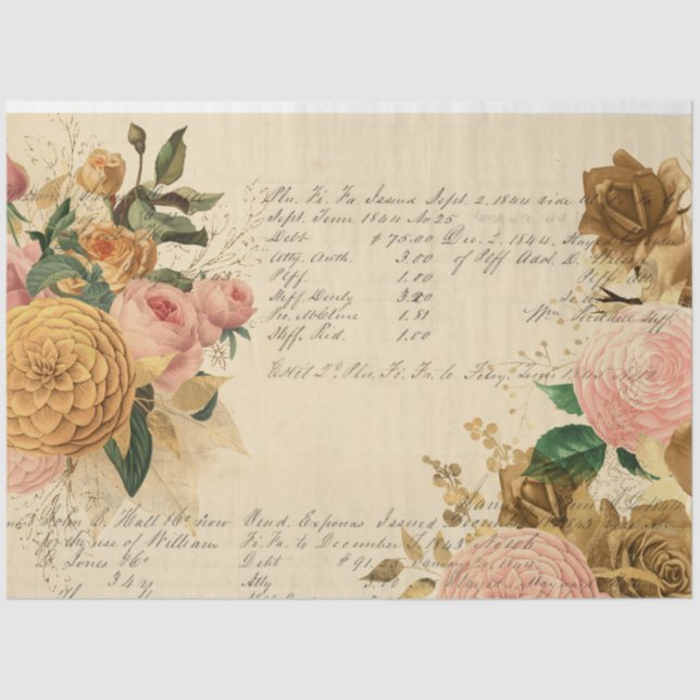 Papel De Seda Design da série Flores e Ephemera nº 11 (Frente )