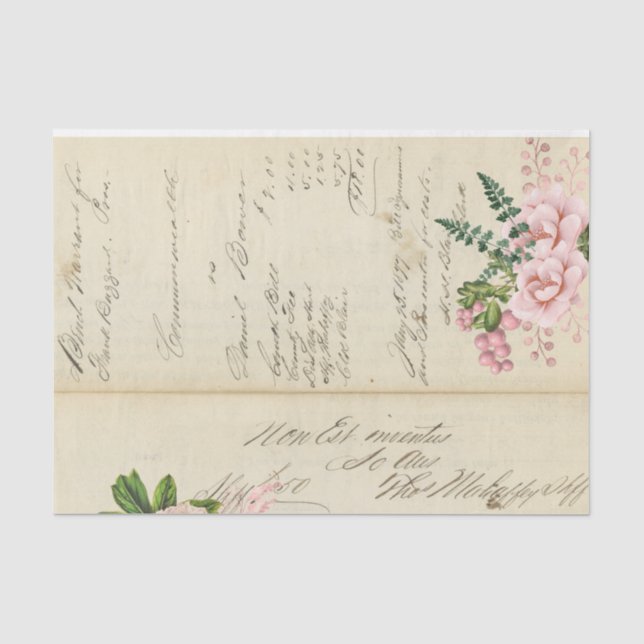 Papel De Seda Design da série Flores e Ephemera nº 3 (Frente )