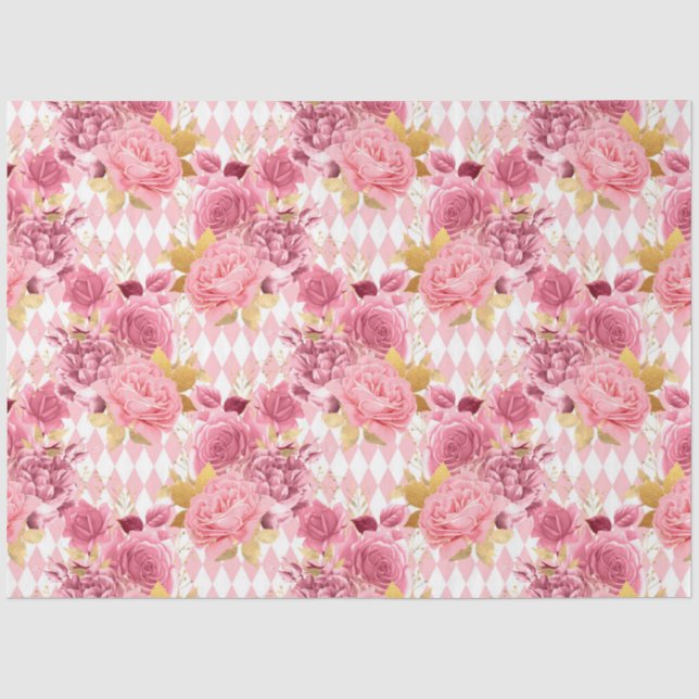 Papel De Seda Design da Série Rosa e Dourado 17 (Frente )