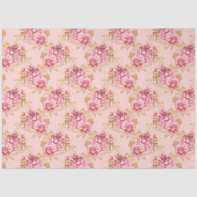 Papel De Seda Design da Série Rosa e Dourado 3 (Frente )