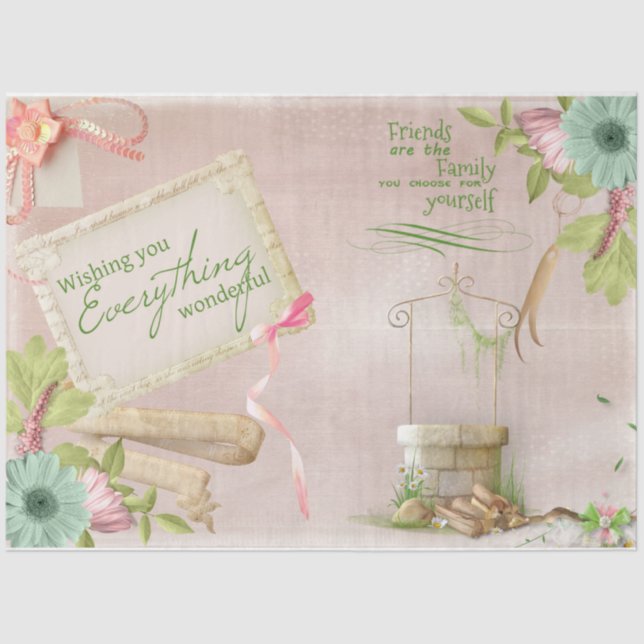 Papel De Seda Design da série Rosa romântica 15 (Frente )