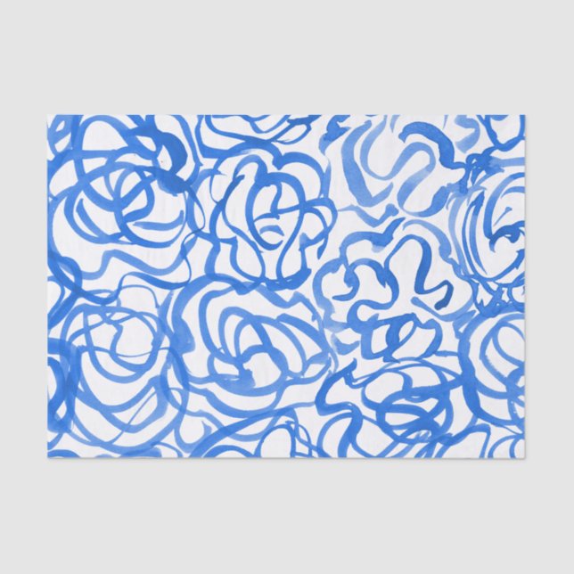 Papel De Seda Design de Aquarela Uniforme Abstrato Azul Moderno (Frente )