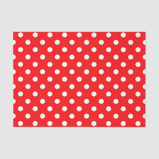 Papel De Seda Design de Bolinhas branco vermelho (Frente )