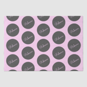 Papel De Seda Design de Bolinhas moderna cor-de-rosa e Cinza ret