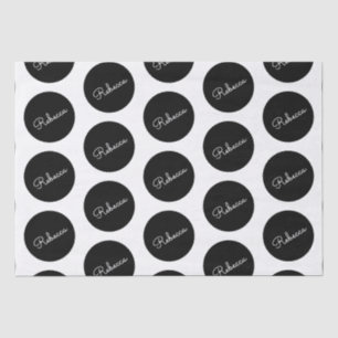 Papel De Seda Design de Bolinhas preto e branco retrormoderno