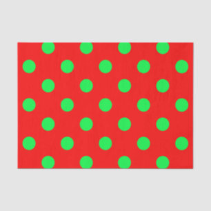 Papel De Seda Design de Bolinhas Verde em Fundo Vermelho