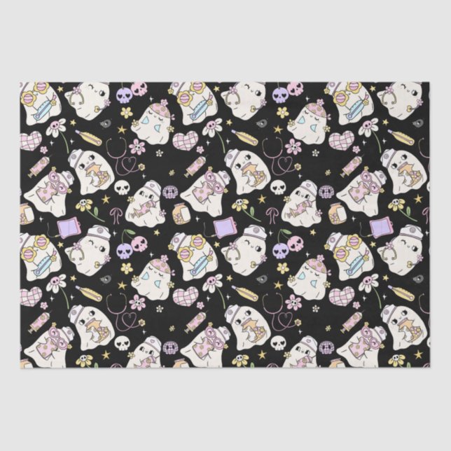 Papel De Seda Design de Cartoon Fantasma Adorável (Frente )