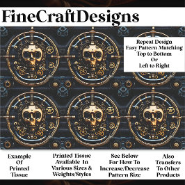 Papel De Seda Design de Caveira Dourada Steampunk Gótico BM3 Dec