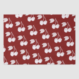 Papel De Seda Design de cereja de corte branco em vermelho escur