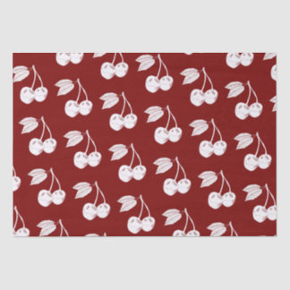 Papel De Seda Design de cereja de corte branco em vermelho escur