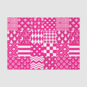 Papel De Seda Design de Correção de Padrões Mistos Brancos Rosa