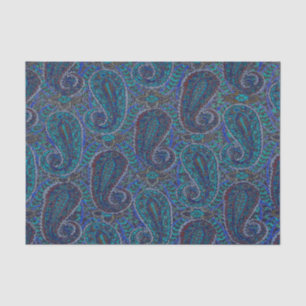 Papel De Seda Design de Damasco de Arte Gráfico de Paisley Azul