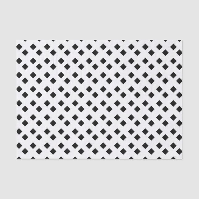 Papel De Seda Design de Diamante Branco Preto (Frente )