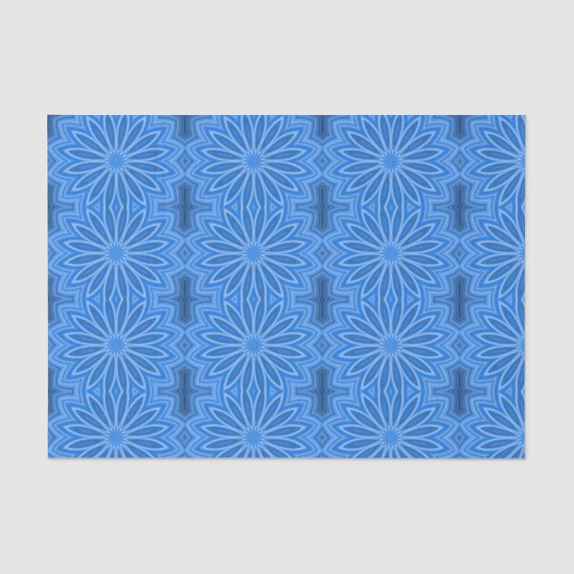 Papel De Seda Design de Dissociação de Flores Florais Azuis Mode (Frente )