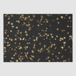 Papel De Seda Design de Estrelas Douradas Celestiais Elegantes e