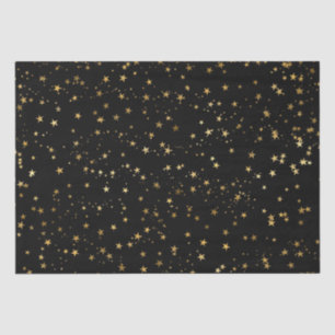 Papel De Seda Design de Estrelas Douradas Celestiais Elegantes e