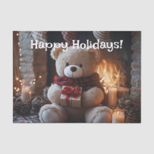 Papel De Seda Design de Feriado de Urso Cozy Teddy