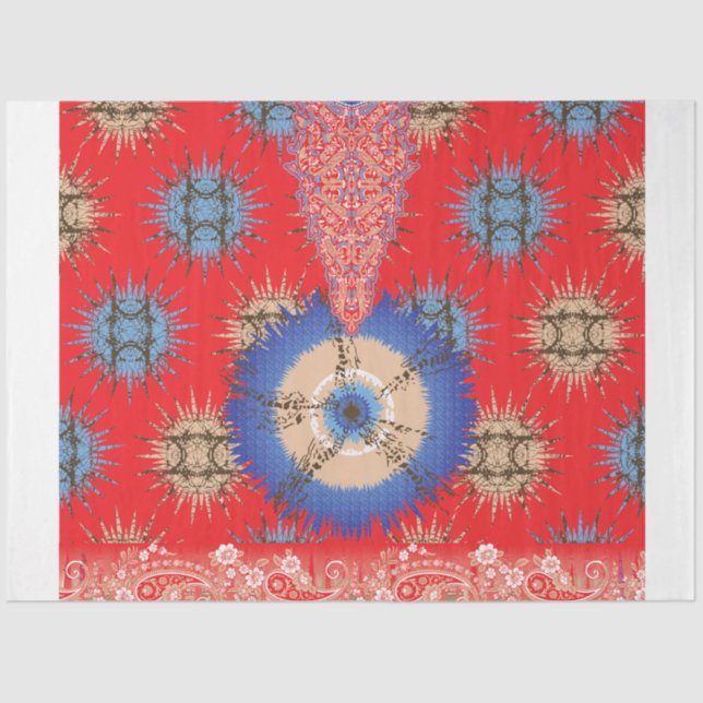 Papel De Seda design de fundo vermelho com círculo azul (Frente )