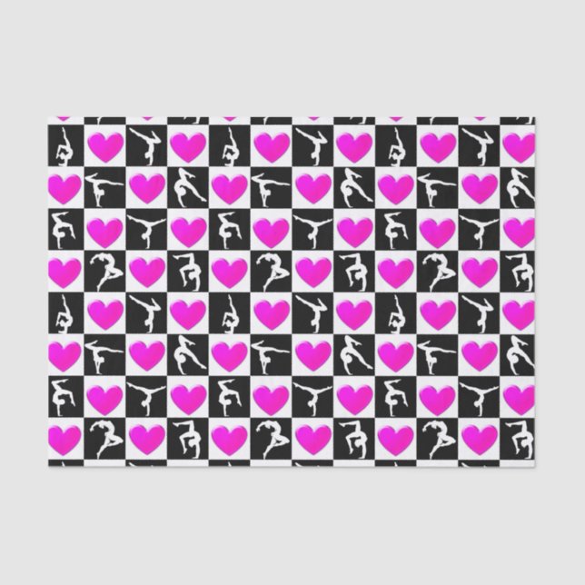 Papel De Seda DESIGN DE GINÁSTICA DO CORAÇÃO DE PINCO bonito (Frente )