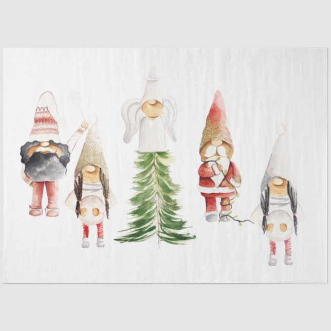 Papel De Seda Design de Gnome de NATAL 3  (Frente )