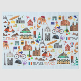 Papel De Seda Design de Ícones Viagem da França