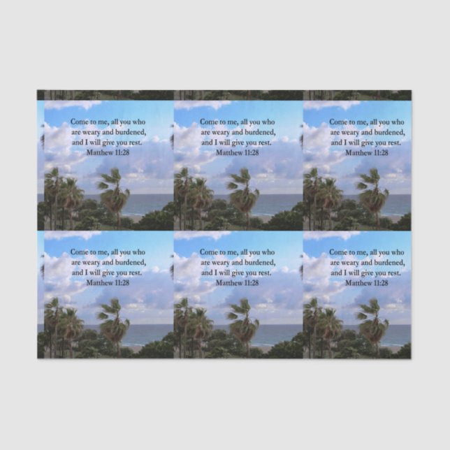 PAPEL DE SEDA DESIGN DE INSPIRAÇÃO DE MATTHEW 11:28 SCRIPTURE (Frente )