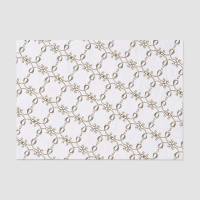 Papel De Seda design de laço metálico de ouro intricado do sécul (Frente )