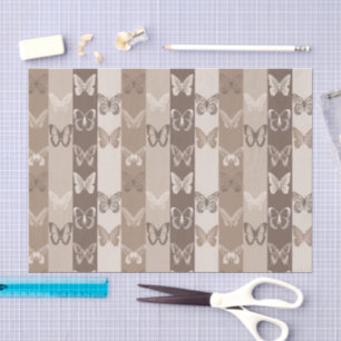 Papel De Seda Design de Listras de Borboleta Terra Neutra Bege