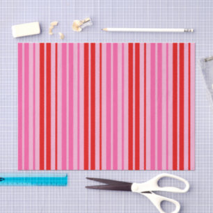 Papel De Seda Design de Listras Verticais Rosa de Chiclete Verme