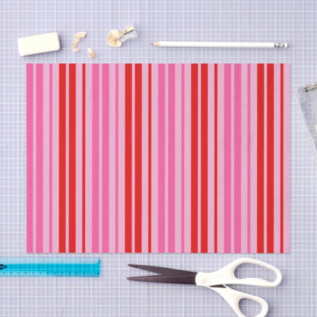 Papel De Seda Design de Listras Verticais Rosa de Chiclete Verme (Arte )