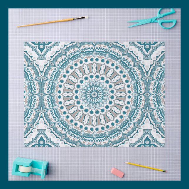 Papel De Seda Design de Mandala com Padrão Água e Bege (Criador carregado)