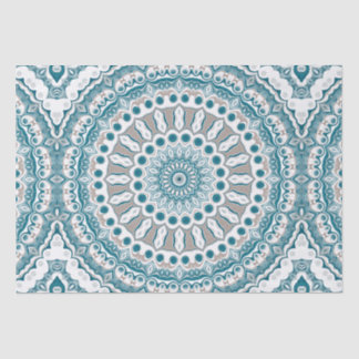 Papel De Seda Design de Mandala Náutica, Azul e Branco